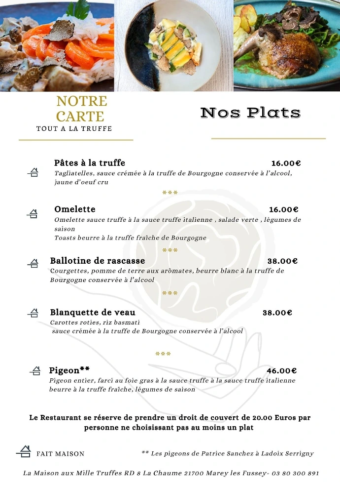 Plats à la carte